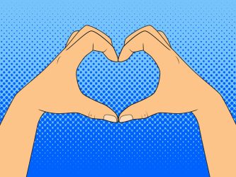Gesture in the shape of a heart. Vintage vector pop art illustra Gesture in the shape of a heart. Vintage vector pop art illustration